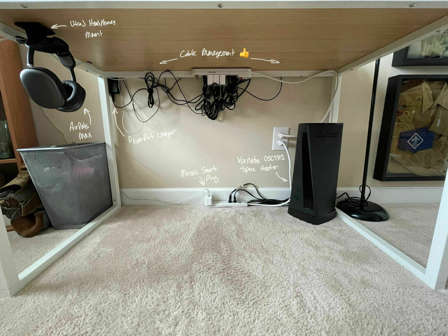 Under desk cable management.