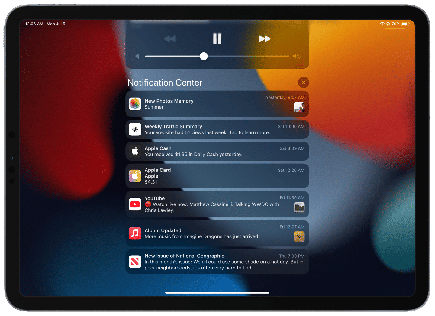 Notification Center showing smaller notifications so that more fit on screen.