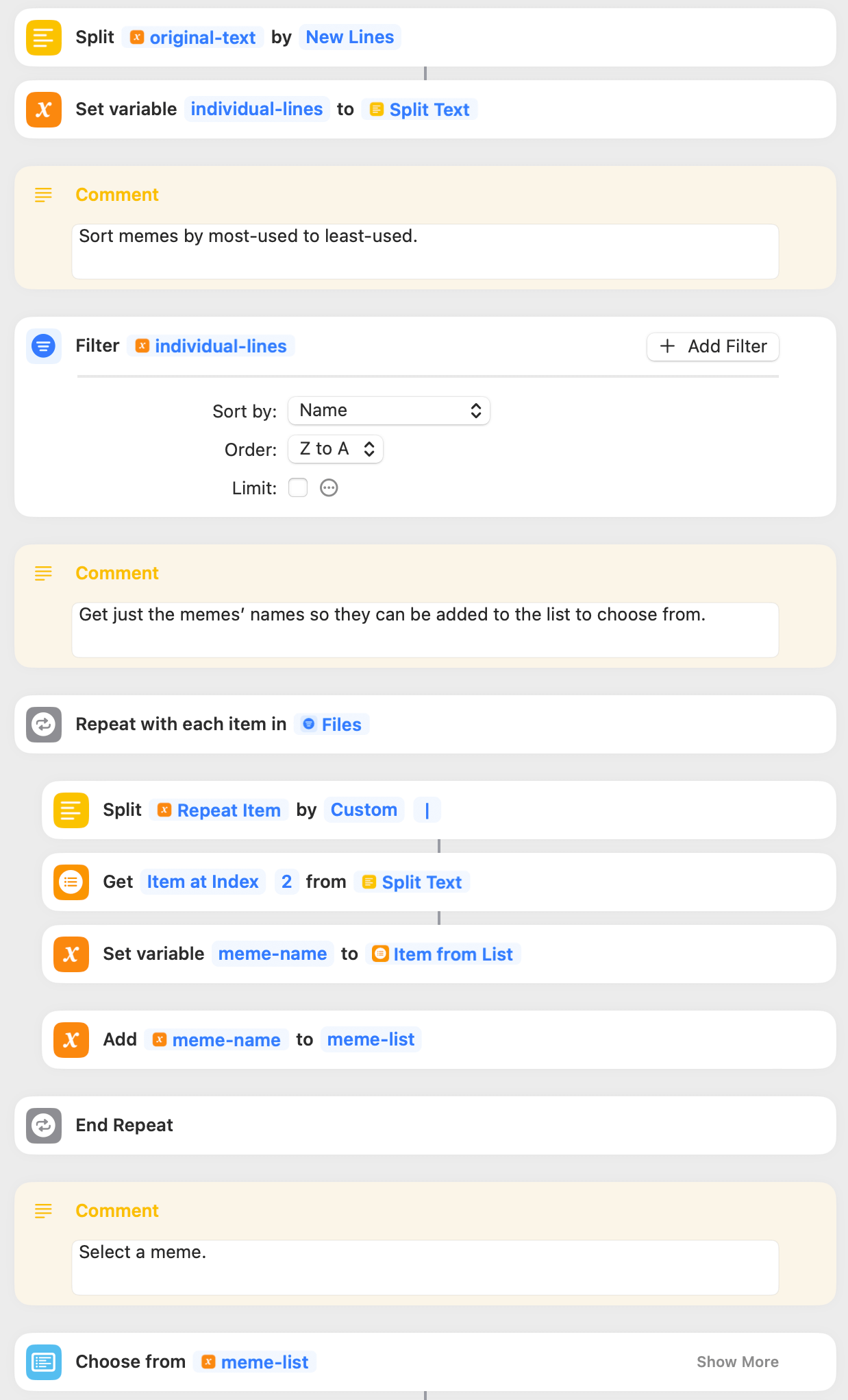 A screenshot of a digital workflow with various blocks is shown, lacking context or surrounding environment descriptions.