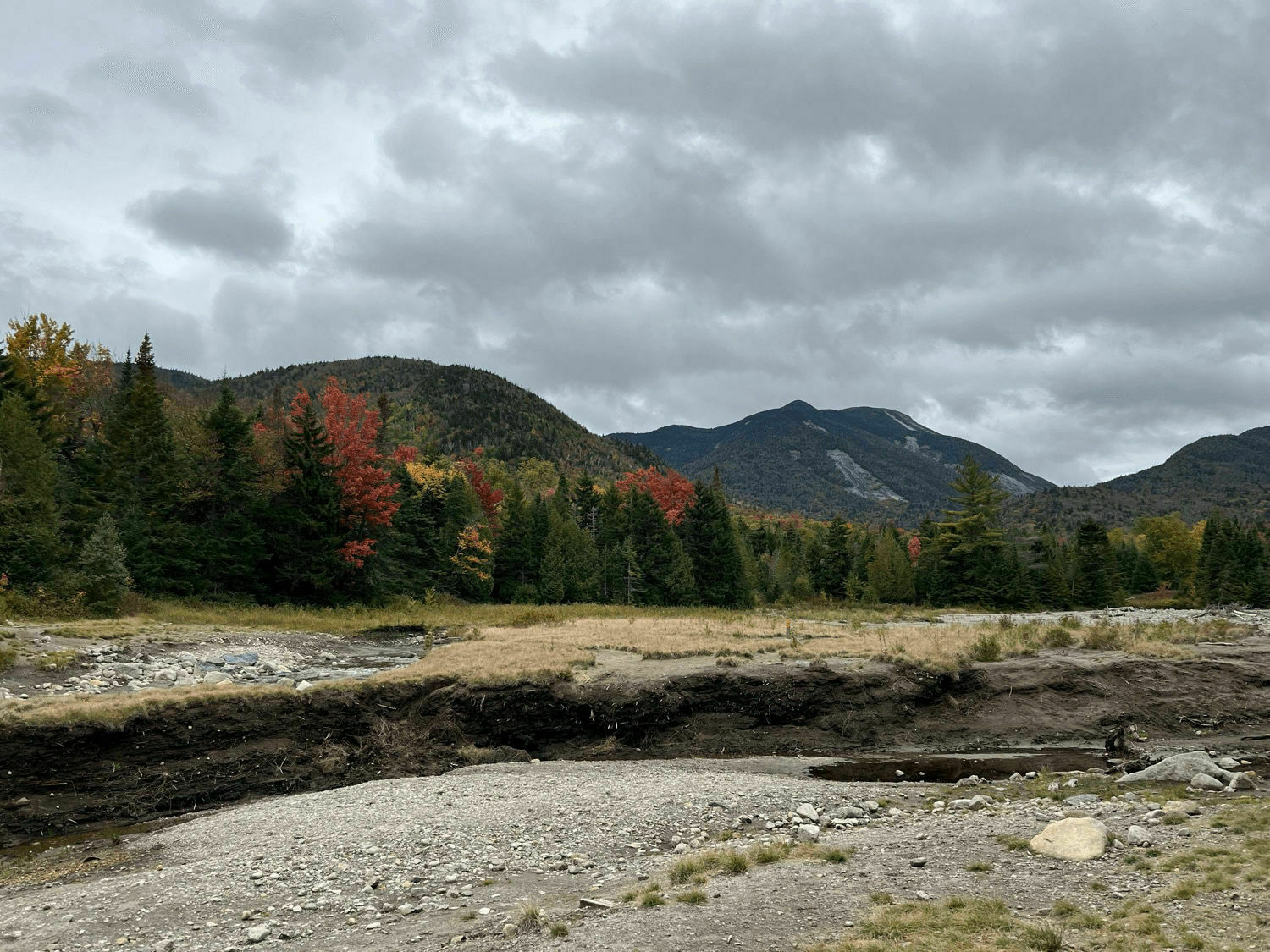 View of mountains from a valley.