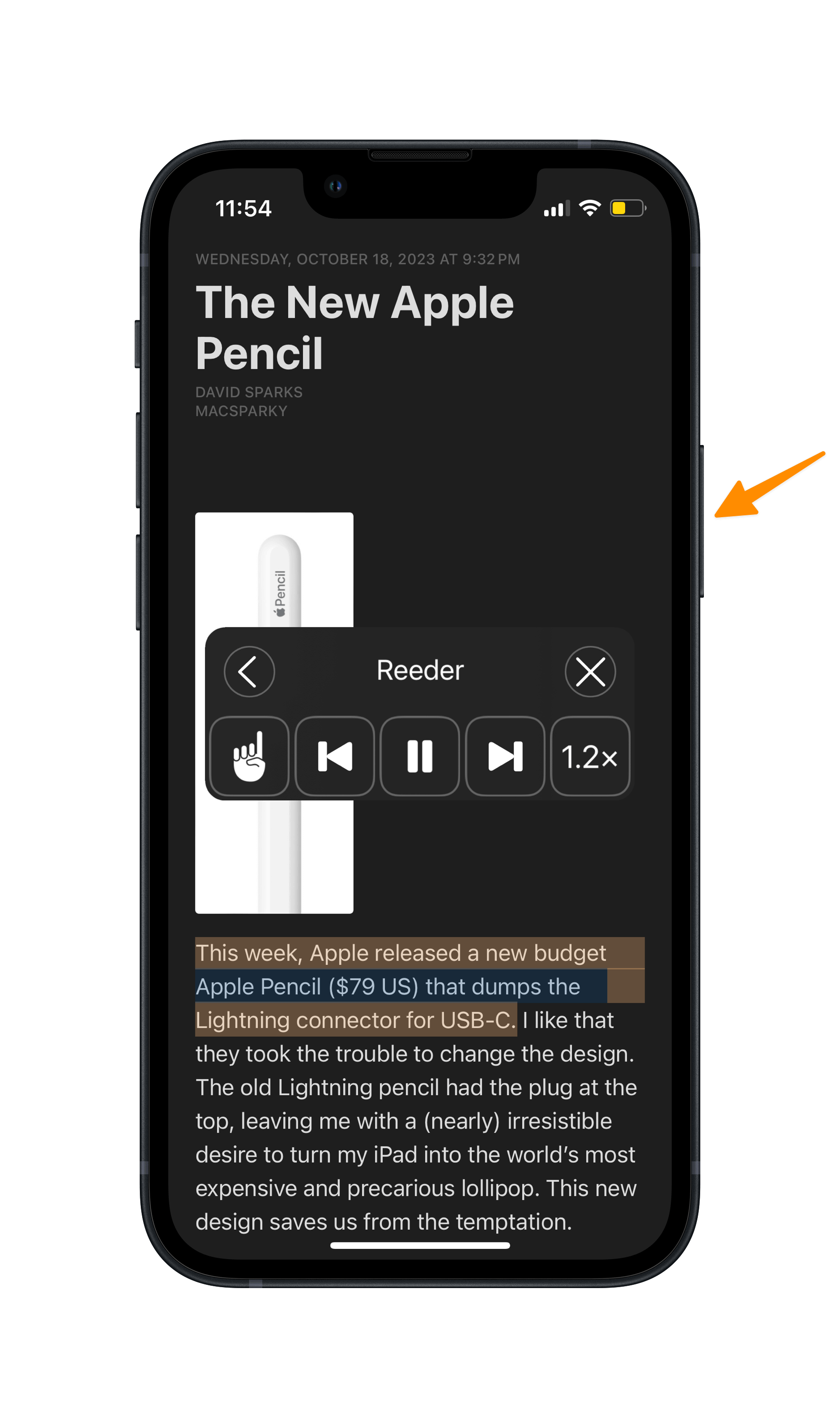 An iPhone with an arrow pointing to the Side Button.