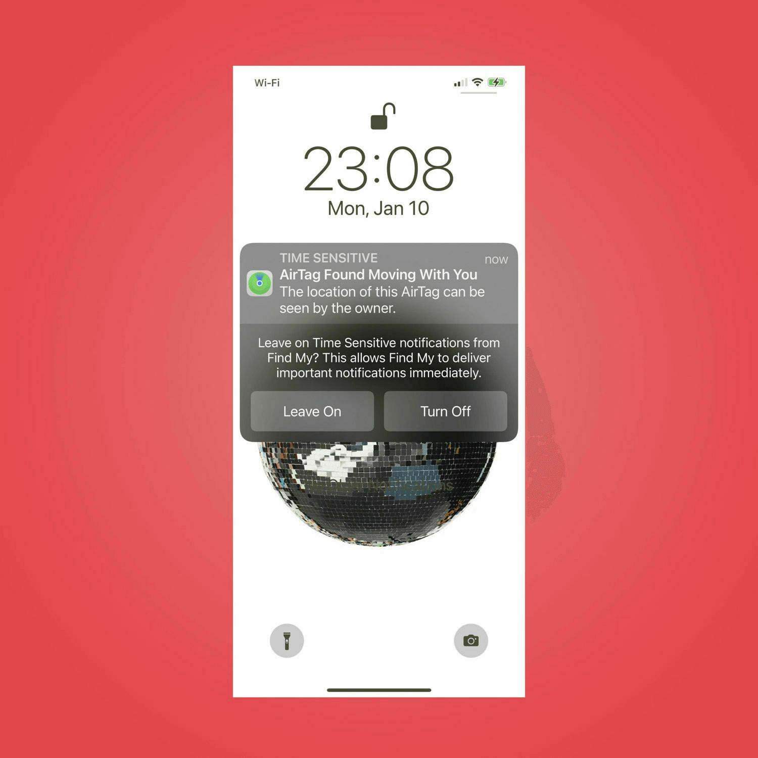 A screenshot of an AirTag notification.
