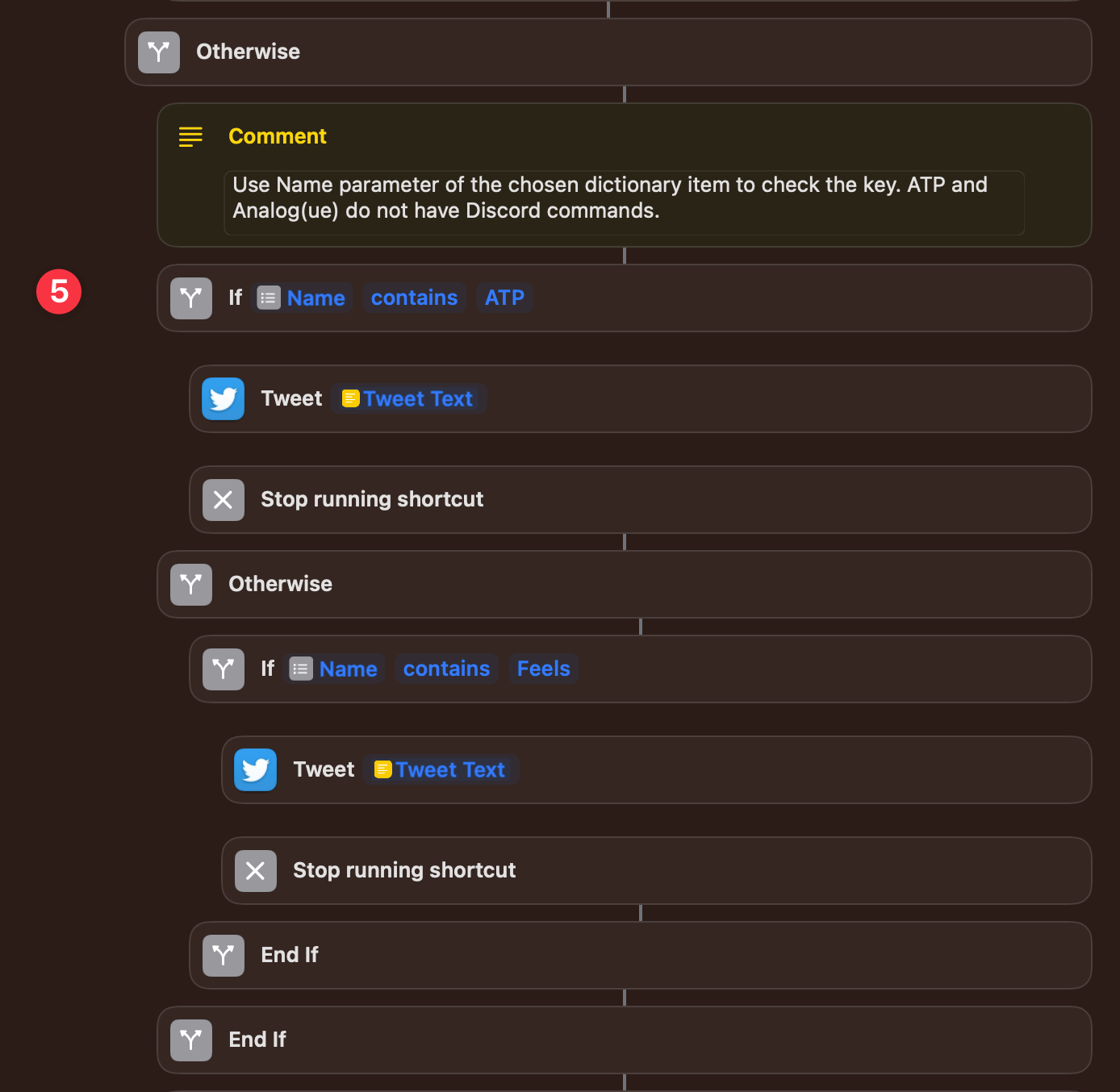 The fifth set of actions.
