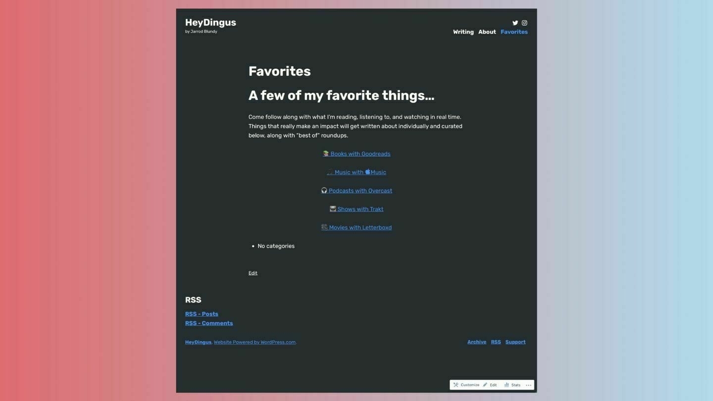 My drafted site in WordPress.
