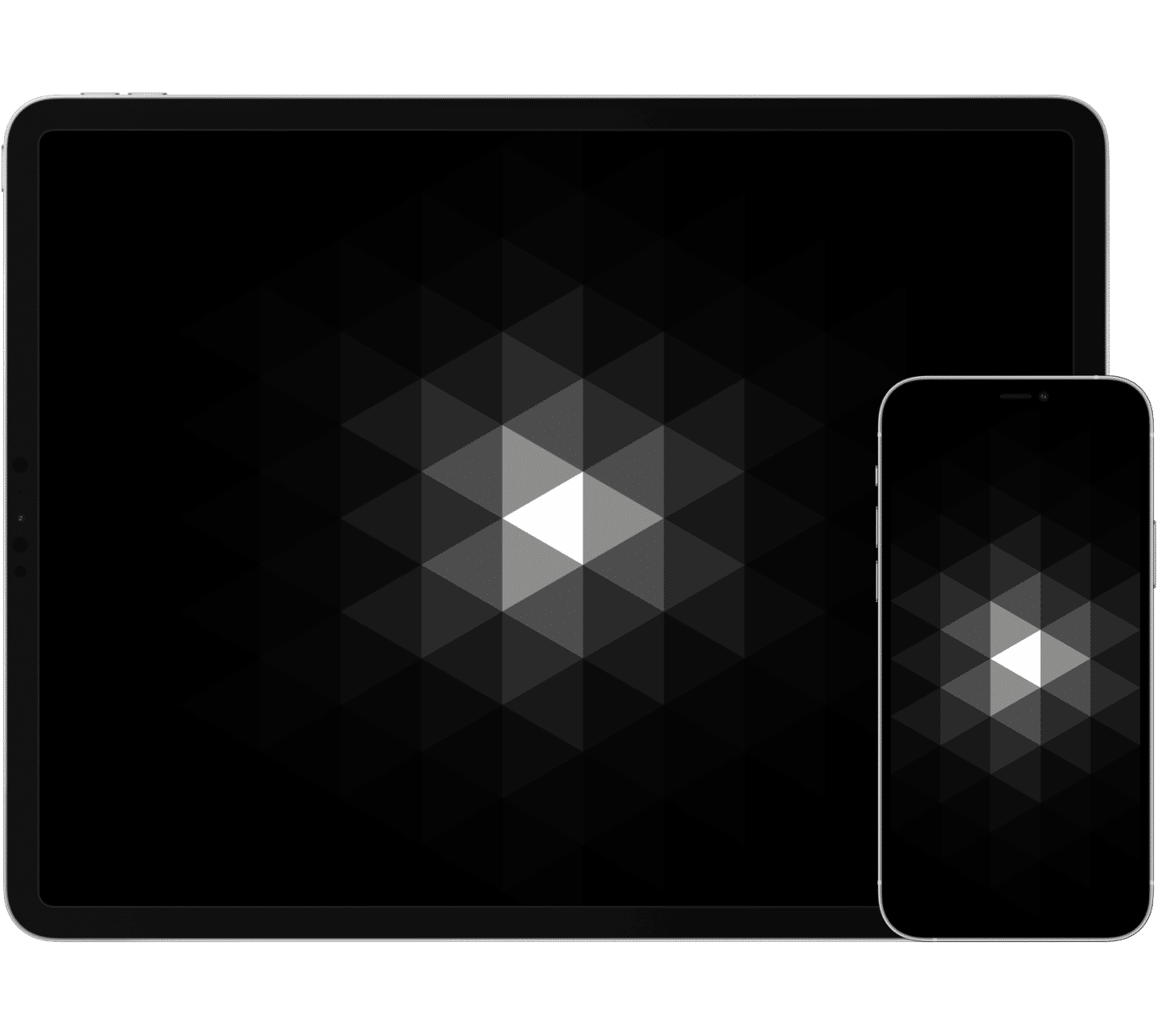iPad and iPhone using Triangles as the wallpaper.