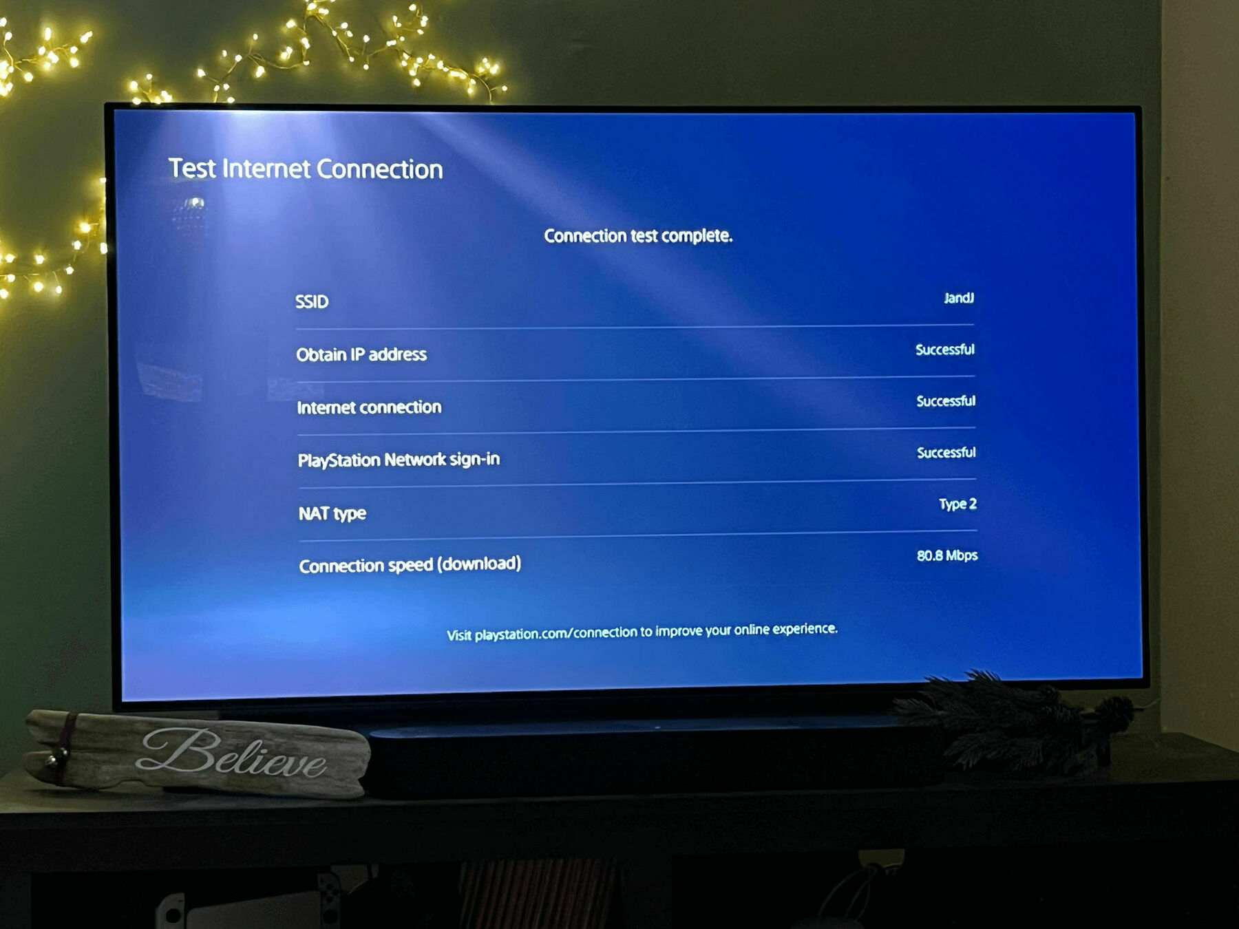 Speed test showing only 80.8 Mbps of download speed.